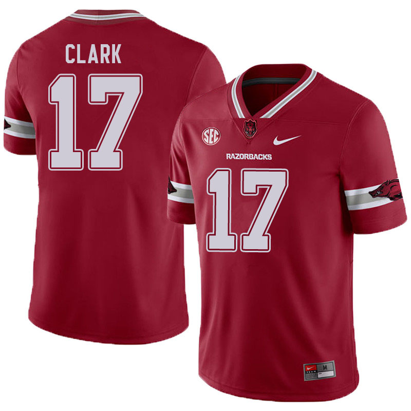 Men #17 Hudson Clark Arkansas Razorbacks College Football Jerseys Sale-Alternate